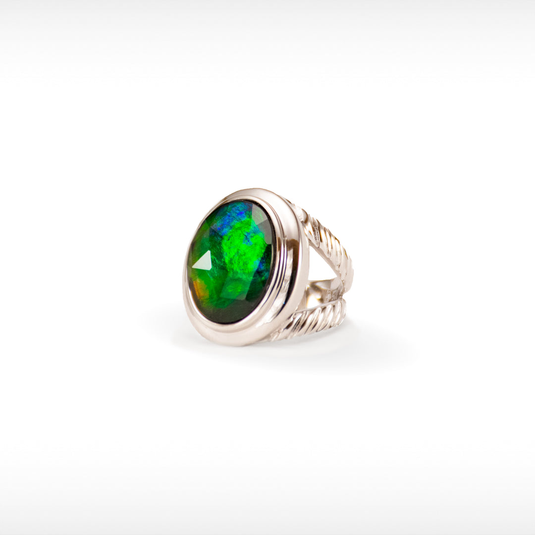 Women's Sterling Silver Ammolite Ring