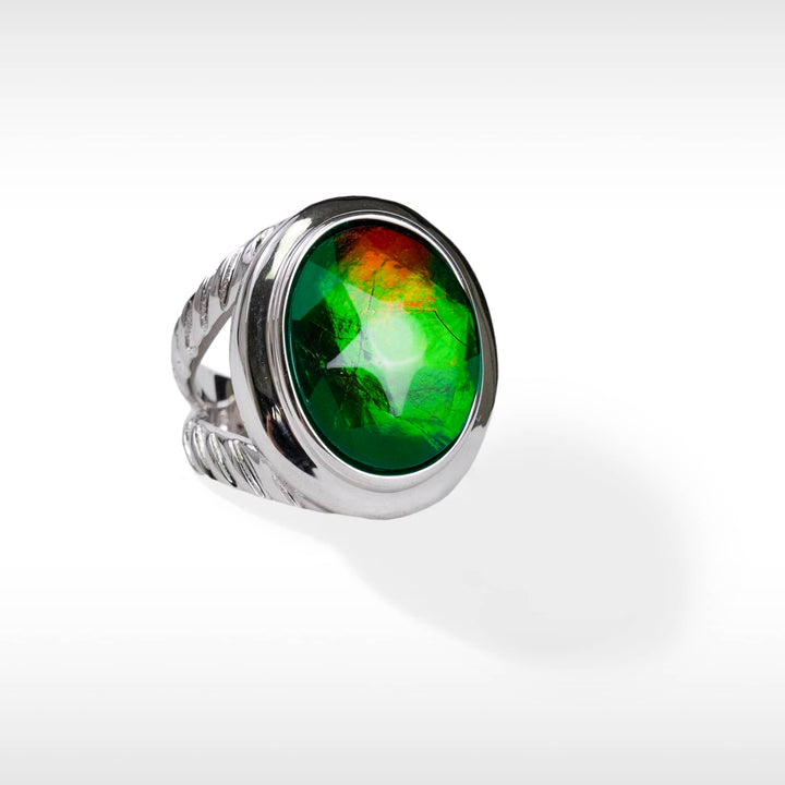 Women's Sterling Silver Ammolite Ring