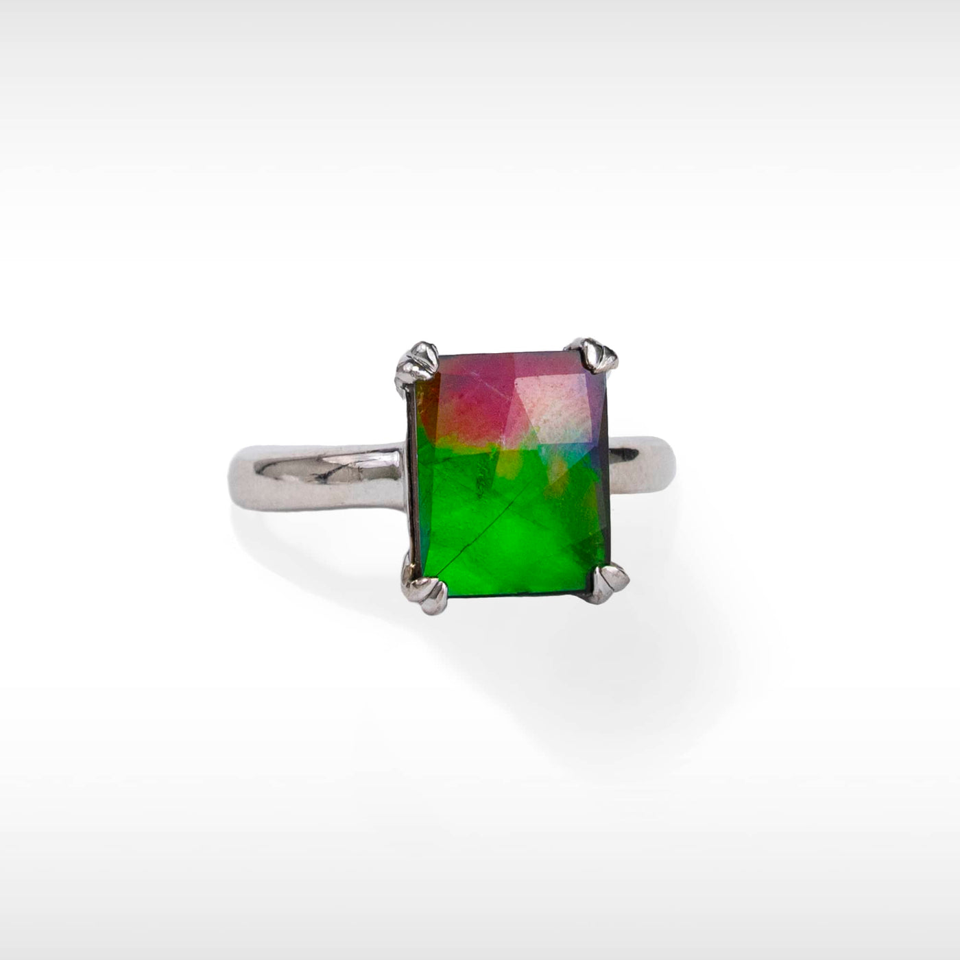 Women's Ilene Sterling Silver Ammolite Ring with White Sapphire Accent