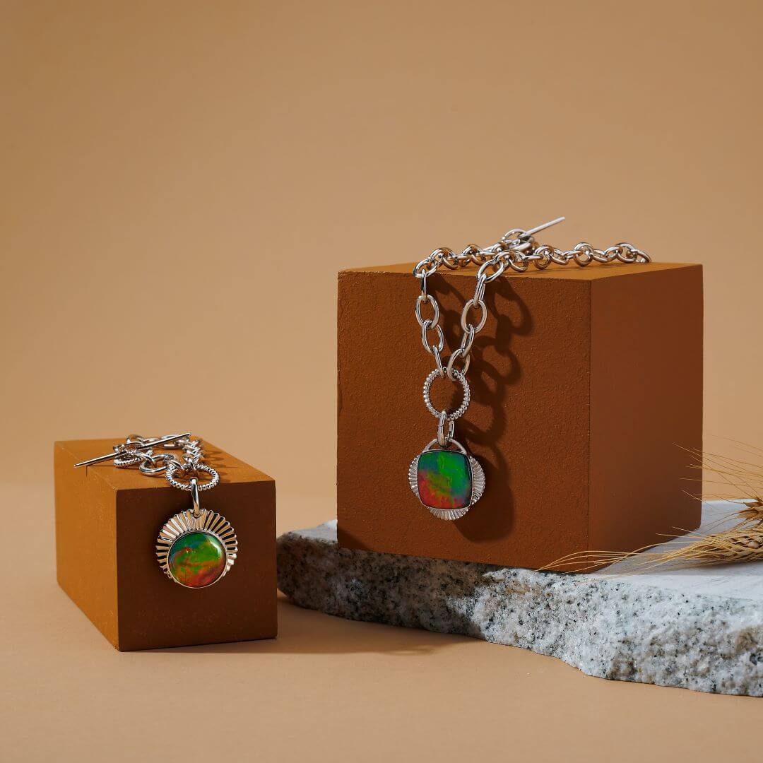 Origins Sterling Silver Chain Link Ammolite Gift Set