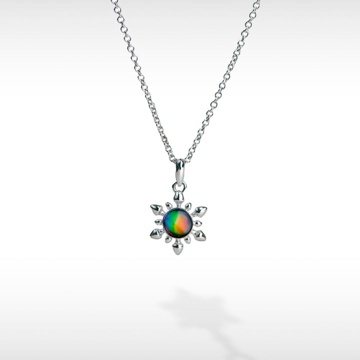 Snowflake ammolite silver plated pendant