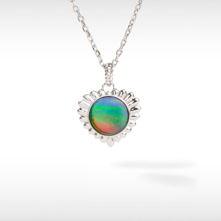 Solstice Ammolite Heart Pendant in Sterling Silver