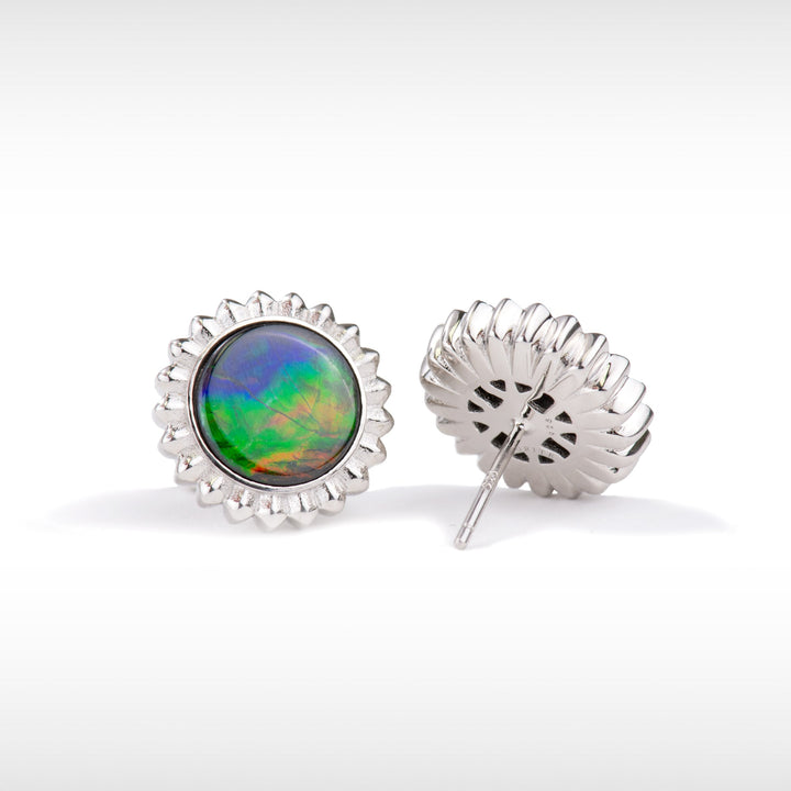 Solstice Ammolite Stud Earrings in Sterling Silver