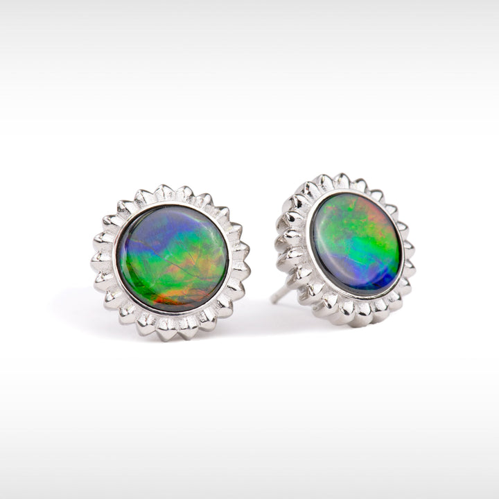 Solstice Ammolite Stud Earrings in Sterling Silver