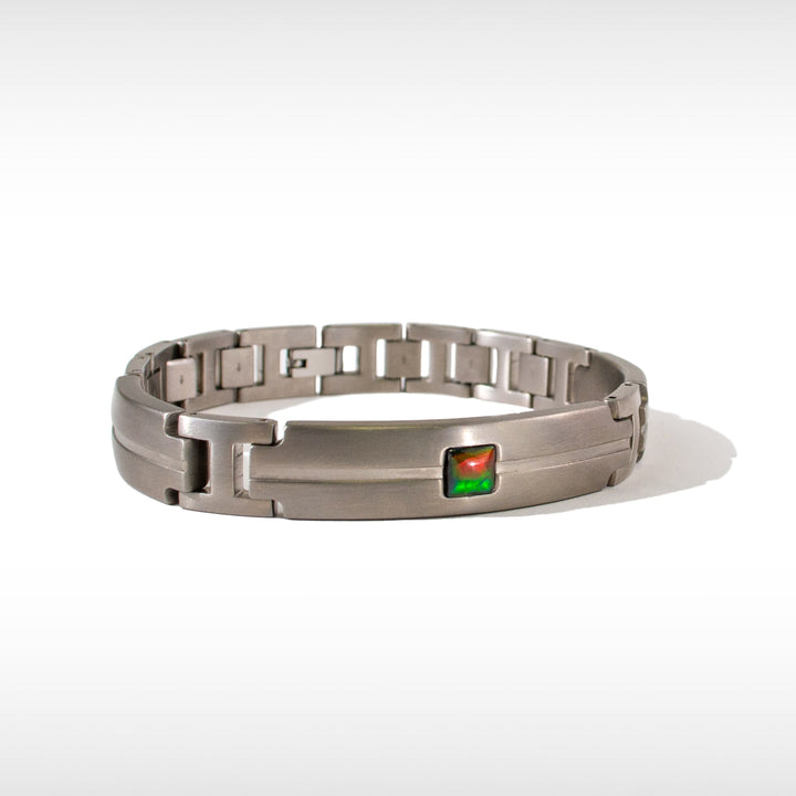 Dusk Ammolite Bracelet in Grey Polished Titanium