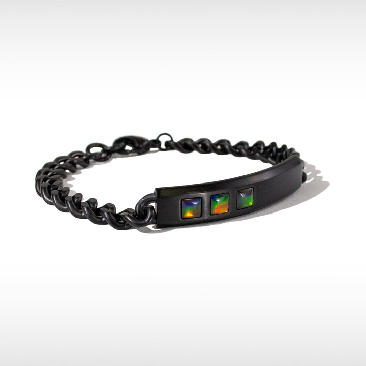 Midnight Ammolite Bracelet in Matte Black Titanium