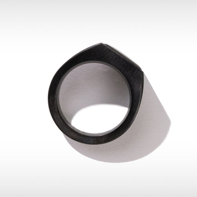 Midnight Ammolite Ring in Matte Black Titanium
