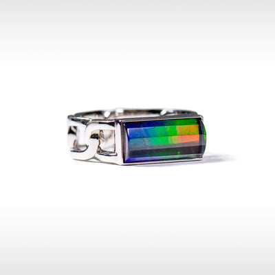 Unity Ammolite Ring in Sterling Silver