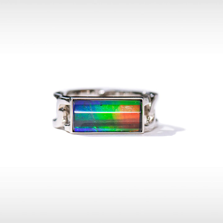 Unity ammolite ring in sterling silver