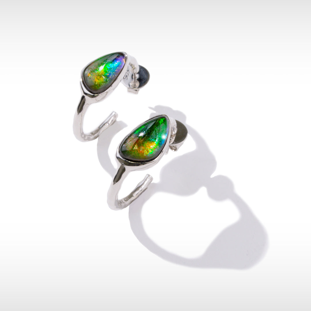 Waves Ammolite Earrings in Sterling Silver