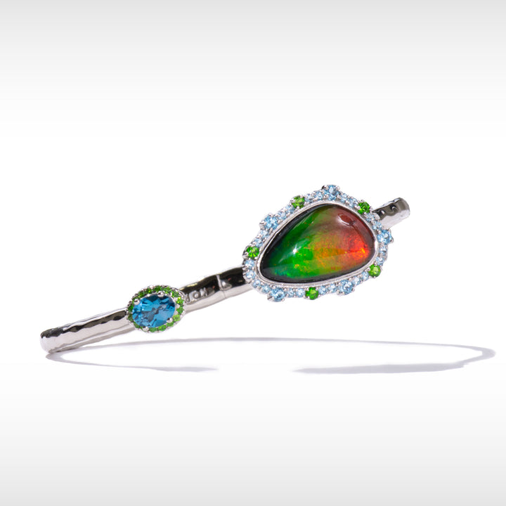 Waves Halo Ammolite Bracelet in Sterling Silver