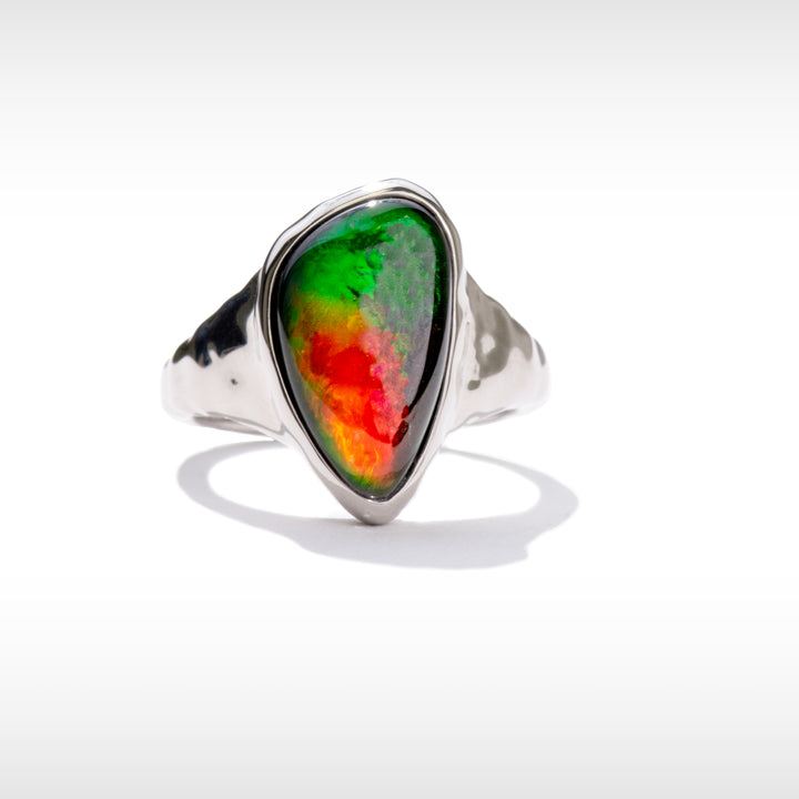 Waves Ammolite Ring in Sterling Silver