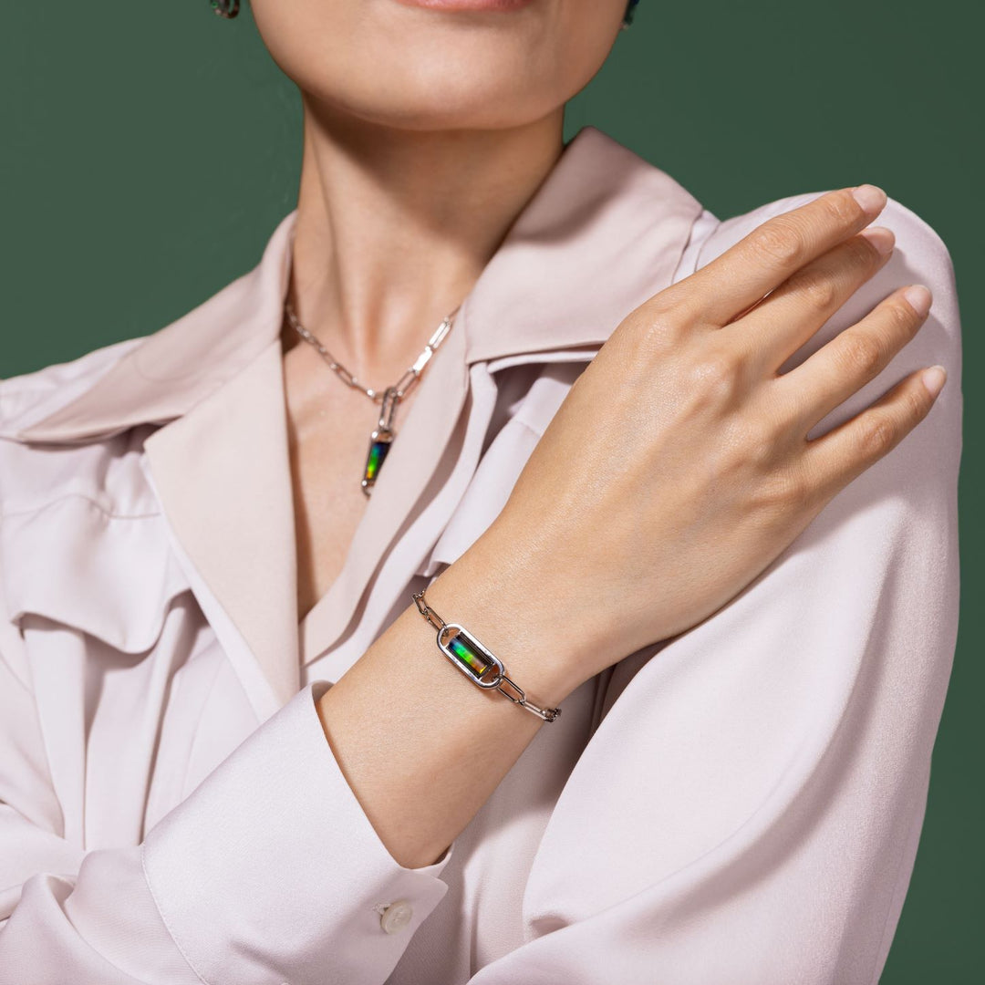 Unity ammolite bracelet in sterling silver