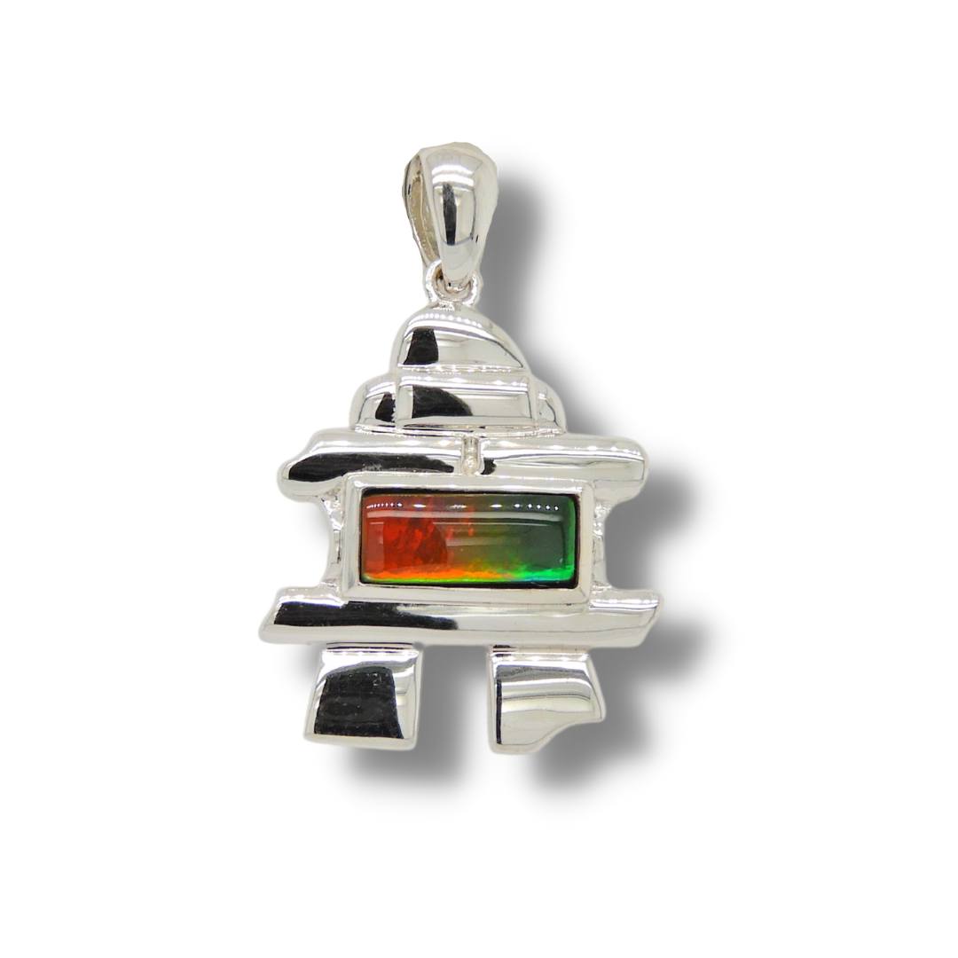 Inukshuk Sterling Silver Ammolite Pendant