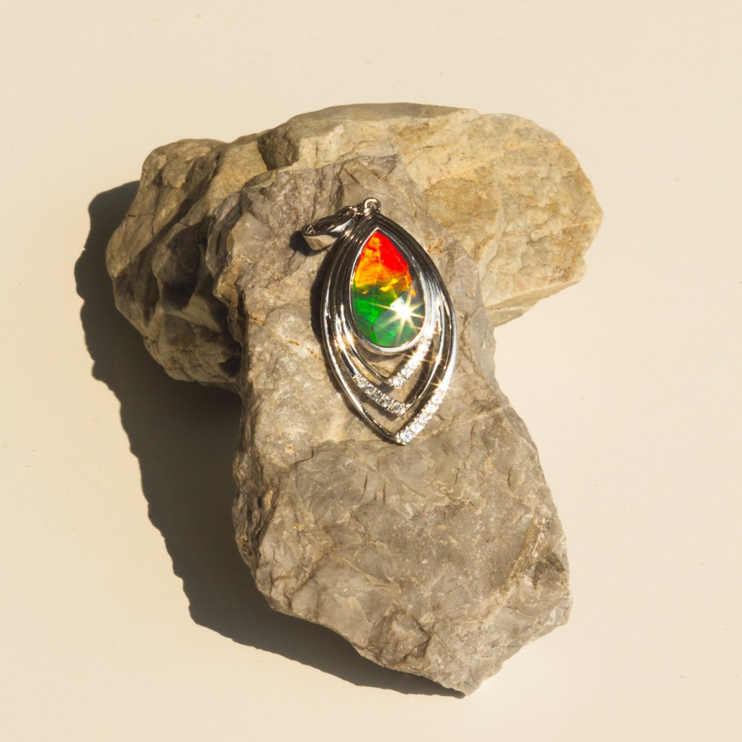 Malibu Sterling Silver Topaz Ammolite Pendant