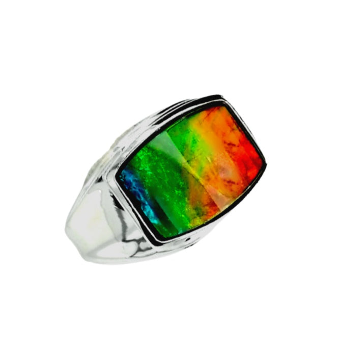 Rick Sterling Silver A Grade Ammolite Ring