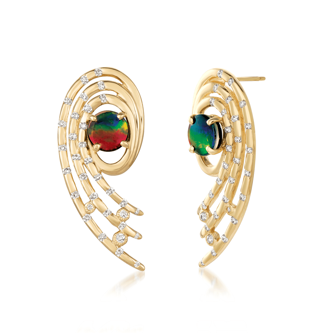 Seely Open Spiral 14K Gold Diamond AA Grade Earrings