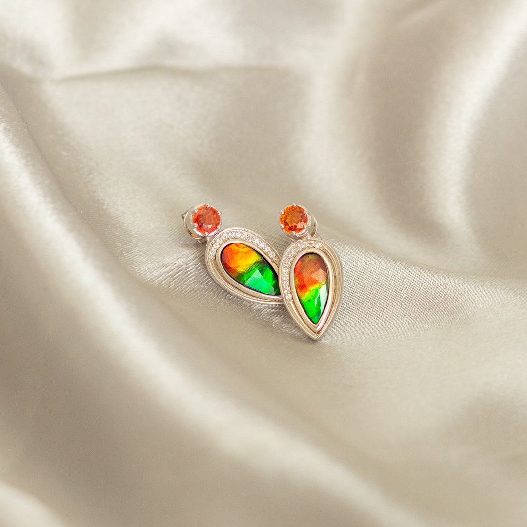 Seely Sterling Silver Sapphire A Grade Ammolite Earrings