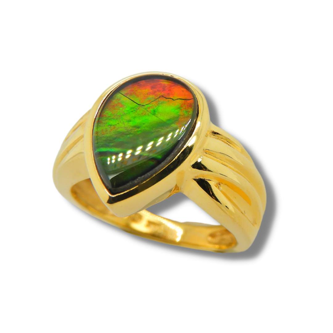 Women's 14K Gold Ammolite Ring