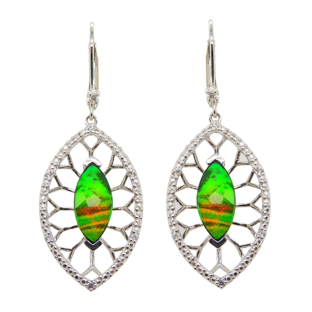 Women's Camilla Sterling Silver Ammolite Earrings With White Sapphire Accent