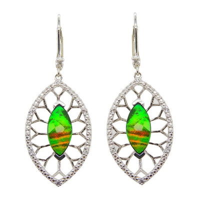 Women's Camilla Sterling Silver Ammolite Earrings With White Sapphire Accent