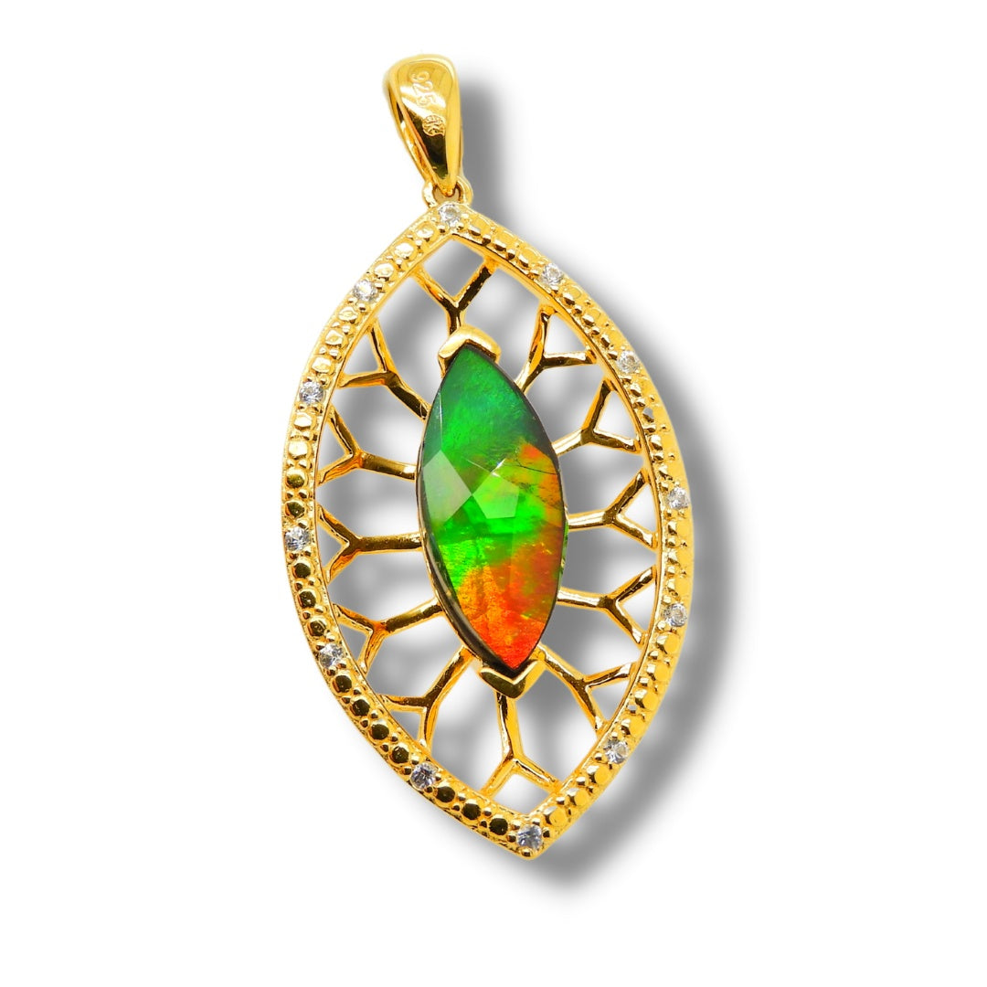 Women's Camilla Sterling Silver Ammolite Pendant With White Sapphire Accent