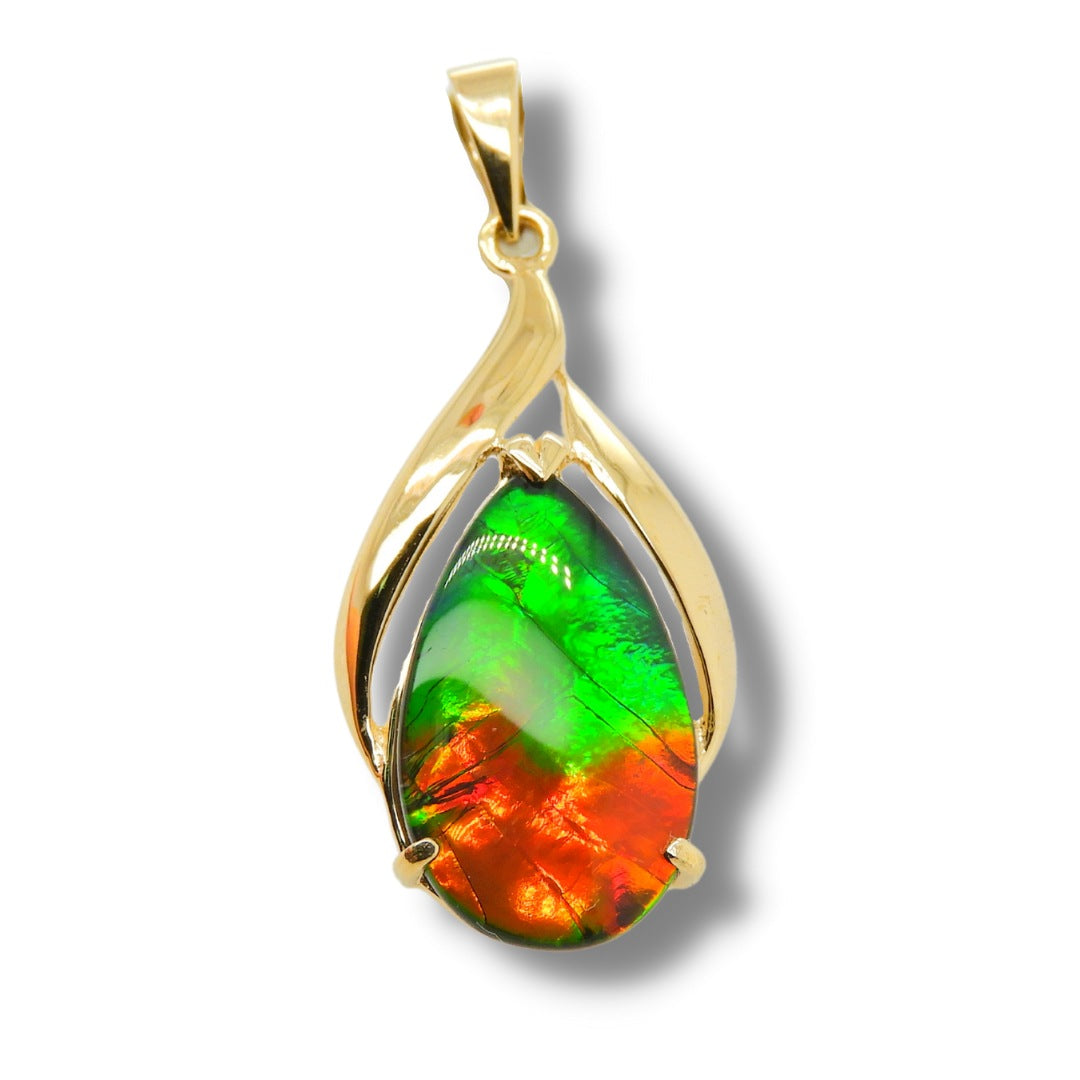 Women s Nina Royal 14K Gold A Grade Ammolite Pendant Yellow Gold 14K Non Faceted