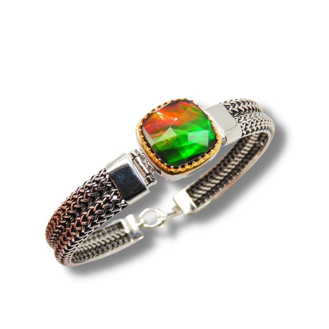 Women's Sterling Silver Ammolite Bracelet